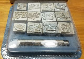 Vintage Leather Stamp Set Tool Horses Indian Wagon Country Stamp Set