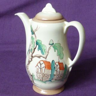 Vintage,  Art Deco,  Clarice Cliff,  Tall Trees And Cottage,  Coffee Pot