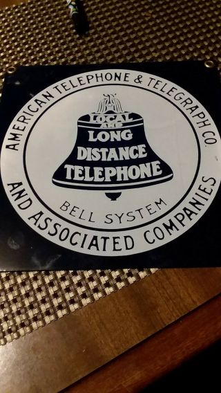 Vintage American Telephone & Telegraph Co.  Metal Porcelain Sign