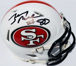 Jerry Rice 80 Signed San Francisco 49ers Flat White Mini Helmet Psa/dna