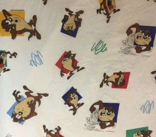 Vintage 1991 Looney Tunes Taz Tasmanian Devil Full Size Fitted Sheet Fabric Usa