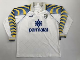 Vintage Parma Football Shirt Home 1995 Maglia Calico Parmalet Zola