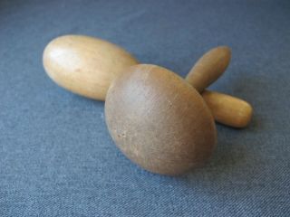 2 Vintage wooden egg darning mending with handle one mushroom shaped 5a 2