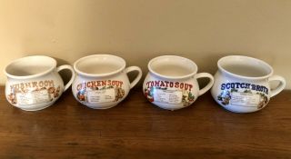 Vintage Recipe Soup Bowls Mugs Cups Set of 4 2