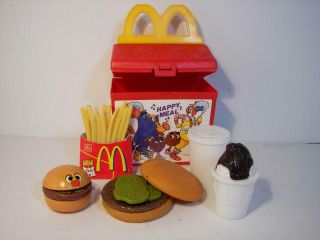 Vintage 1989 Fisher Price Fun Food Mcdonalds Happy Meal Lunch Box With Food 1989