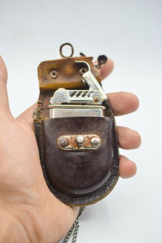 Leather Zippo Lighter Holder Slim Case Pouch Handmade Belt Loop Lock Vintage Old