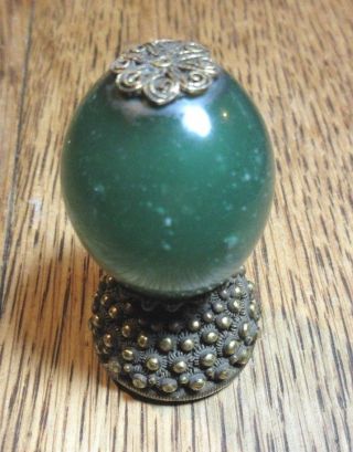 Antique 19th Century China Qing Dynasty Mandarin Court Hat Finial Bronze Jade