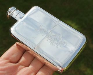 Victorian Solid Silver Hip Flask C.  1886 (r3063p)