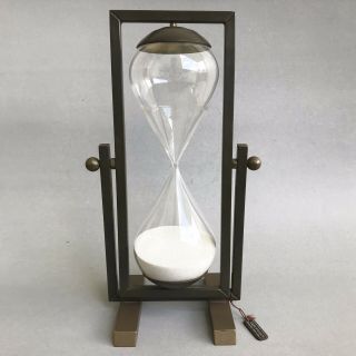 Vintage Hourglass White Sand Timer U.  Lorenzi Milano Glass Brass Home Ornament