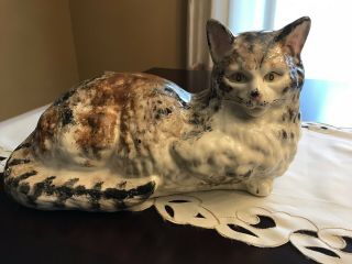 Vintage Large Ceramic Calico Cat Figurine/statue