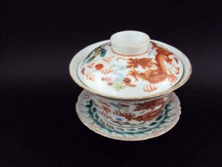Impressive Chinese Antique Oriental Porcelain Famille Rose Tea Bowls Set