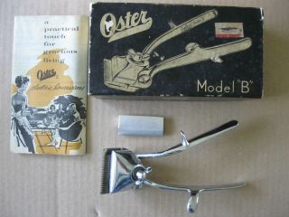 Vintage Oster Chrome Hair Clipper Model B Blade Ooo With Box