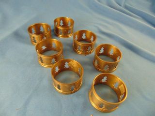 Napkin Rings 7 Christmas Tree Cut Outs Entertaining Table Setting Vintage Style