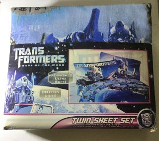 Transformers Dark Of The Moon Vintage Flat & Fitted Twin Bed Sheet Set