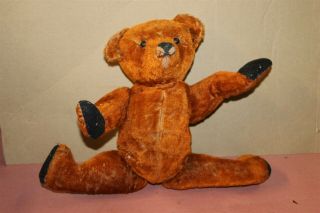 Antique 19 " Fully Jointed Cinnamon Mohair Bear With Hump Back Button Eyes