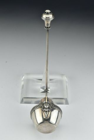 American Coin Silver Egyptian Revival Soup / Punch Ladle