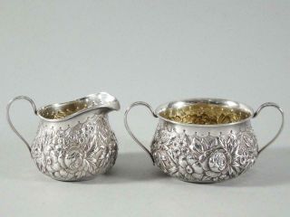 Towle Sterling Silver Floral Repousse Pattern Creamer,  Sugar Bowl 57