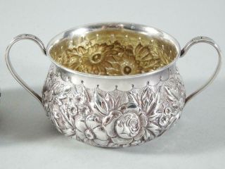 Towle Sterling Silver Floral Repousse Pattern Creamer,  Sugar Bowl 57 2
