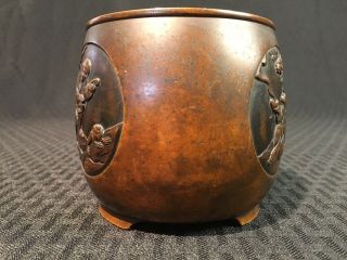 Antique Chinese Heavy Bronze Censer with Taoist Immortal Medallions Bowl Cup 3