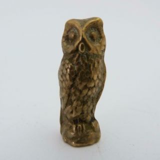 Antique Smoking Pipe Brass Tamper In The Form Of An Owl