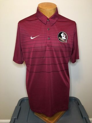 Nike Team Fsu Florida State Seminoles Garnet Gold Golf Polo Shirt Men’s Size L