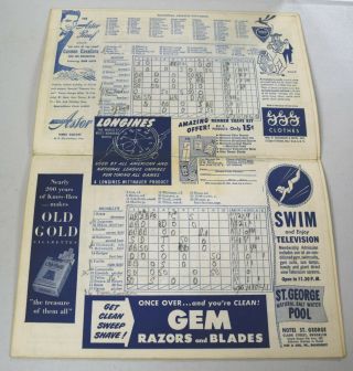 Signed Vintage 1952 Dodgers Program & Scorecard - Scored vs.  Boston BC1203 2