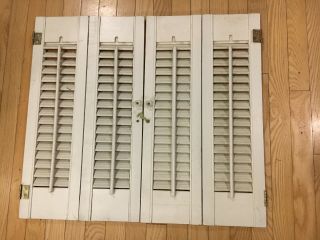 Set Of Vintage White Wooden Louver Shutters