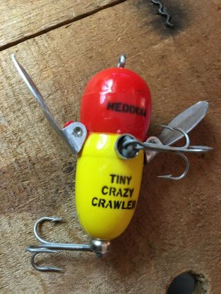 Vintage Fishing Lure Heddon CRAZY CRAWLER Yellow Red Black 2
