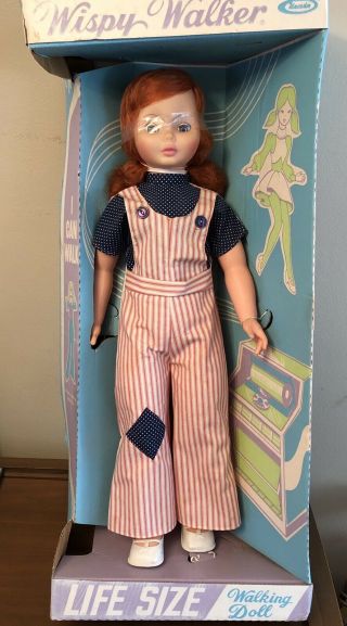 Vintage 1974 Uneeda Whispy Walker Doll 30 " Red Hair Life Size Box