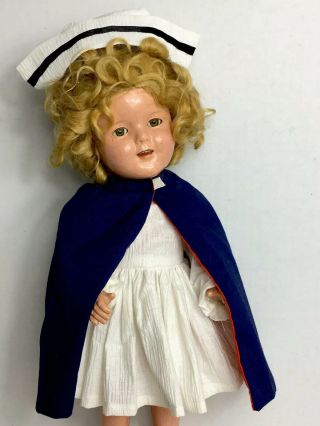 Vintage Shirley Temple Composition Doll 16in Blonde Mohair Wig