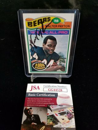 Walter Payton Signed Auto Chicago Bears 1977 Topps Jsa Authenticated