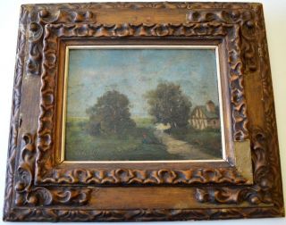 French Barbizon School Oil Painting Signed W Antique Frame 19th C