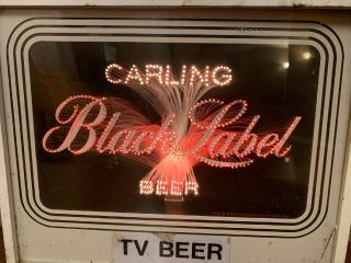 Vintage 1973 Carling Black Label Fiber Optic Tv Beer Sign Motion Light Up Bar