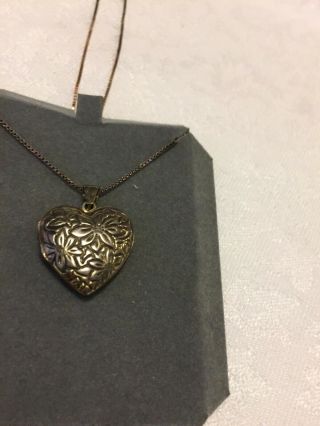 Vintage 925 Sterling Silver Heart Opening Locket Pendant And Chaine