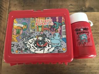 VINTAGE Pee Wee ' s Playhouse Thermos Plastic Lunch Box With Thermos 3