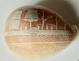 Antique The Great Eastern Steamship Souvenir Precisely Carved And Scrimshaw She