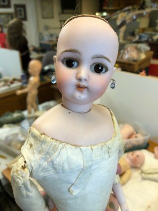 Antique Simon And Halbig 1079 German Bisque Doll On Kid Leather Fashion Body