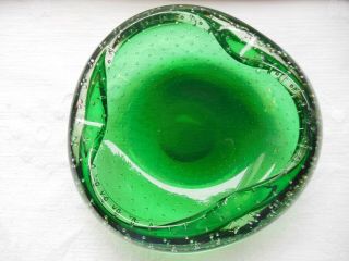 ART DECO DARK GREEN GLASS CONTROL BLOWN BUBBLES ASHTRAY FITS FRANKART NUART 2