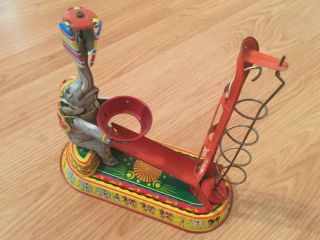 Collectible Vintage Us Zone - Germany Tin Wind Up Performing Elephant Toy Litho