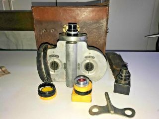 Bell & Howell 16mm Filmo Camera Vintage W/ Spare Lens & Filters & Case