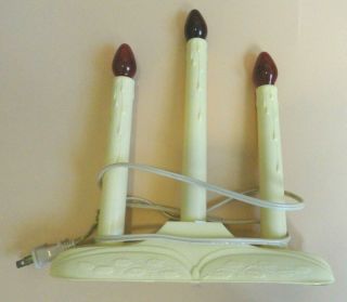 Vintage Christmas Electric 3 Light Window Candelabra Wax Dripped Candle
