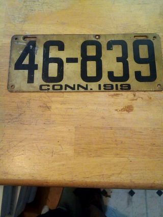 Vintage 1919 Connecticut Ct License Plate