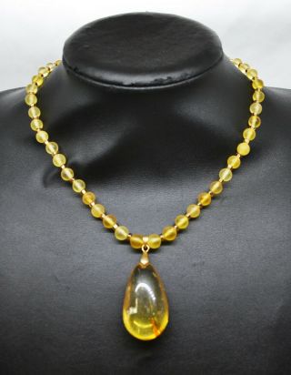 19.  89g FINE Vintage Marbled Baltic Amber Necklace Beads Rosary Misbah Egg Yolk 2
