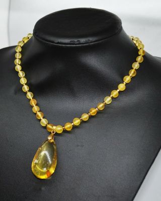 19.  89g FINE Vintage Marbled Baltic Amber Necklace Beads Rosary Misbah Egg Yolk 3