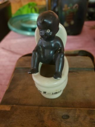 Black Americana Male Child On Toilet Vintage Figurine You - R - Next Occupied Japan