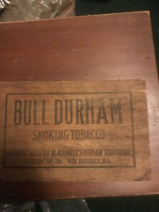 Vintage Bull Durham Smoking Tobacco Wooden Sign With Hanger