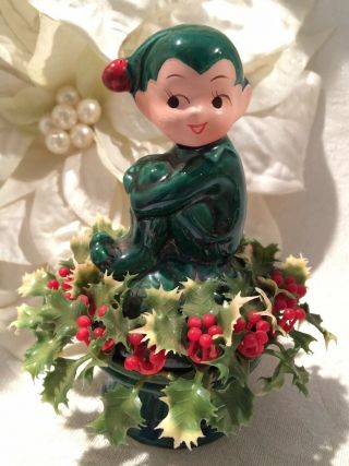 Vintage Elf Pixie Christmas Ceramic Made In Japan Cutie Holiday Decor Inacro