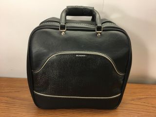 Vintage Black Soft Shell Brunswick Single Bowling Ball Bag With Metal Rack