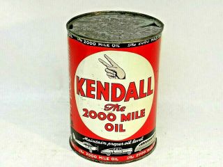 Vintage Kendall Motor Oil Can The 2000 Mile Bus Car Plane Graphics