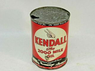 Vintage Kendall Motor Oil Can The 2000 Mile Bus Car Plane Graphics 3